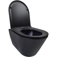 Wiesbaden Stereo Wandcloset Rimless met Flatline Toiletzitting - Softclose en Quick Release - Mat Zwart - thumbnail