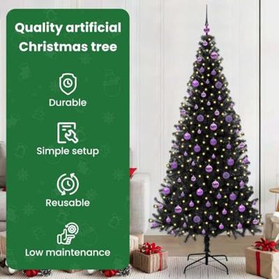 VidaXL Kerstboom met 300 led met standaard zwart 210 cm pvc VidaXL Kerstboom met 300 led met standaard zwart 210 cm pvc
