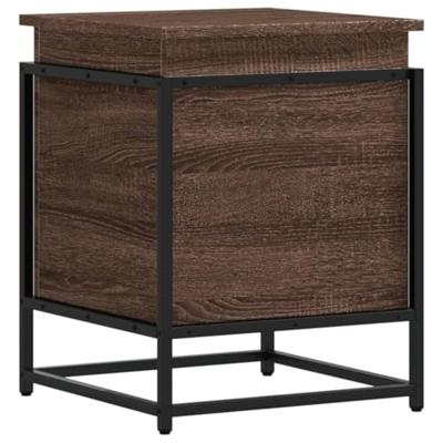 Opbergbox met deksel 40x40x51,5 cm bewerkt hout bruin eiken - thumbnail