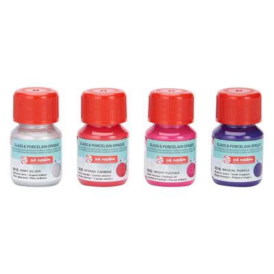 Talens art creat.glas & porselein dekkend 4 x30ml roze zilver