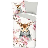 Good Morning Kinderdekbedovertrek "hertje met sjaal" - Multi - (140x200/220 cm) - Katoen - thumbnail