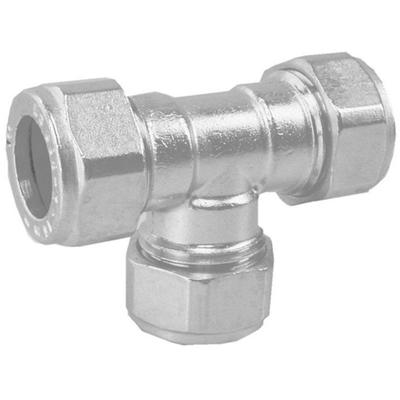 Riko P-701 Messing Knel T-Stuk 22mm Vernikkeld