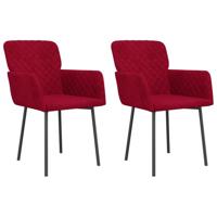 Eetkamerstoelen 2 st fluweel wijnrood - thumbnail
