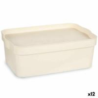 Opbergbak met Deksel Crème Plastic 6 L 21,5 x 11 x 31,5 cm (12 Stuks) - thumbnail