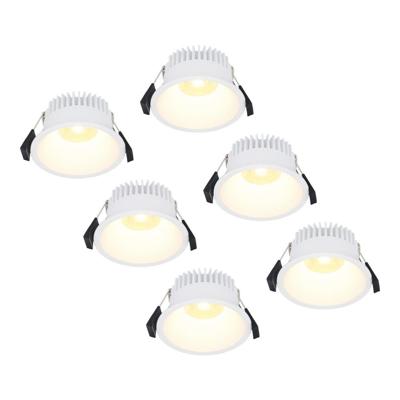 Set van 6 Finn LED inbouwspots - 10 Watt 900lm - 2700K warm wit - Dimbaar - Rond - Verzonken - IP44 waterdicht - Wit - Voor binnen, buiten en badkamer