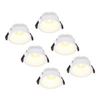 Set van 6 Finn LED inbouwspots - 10 Watt 900lm - 2700K warm wit - Dimbaar - Rond - Verzonken - IP44 waterdicht - Wit - Voor binnen, buiten en badkamer - thumbnail
