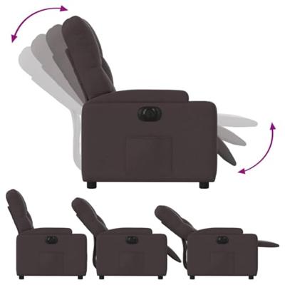 Fauteuil verstelbaar elektrisch stof donkerbruin - thumbnail