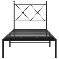 Bedframe met hoofdbord metaal zwart 80x200 cm - thumbnail