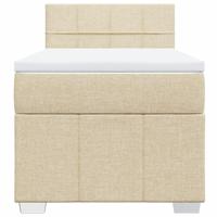 Boxspring met matras stof crèmekleurig 90x200 cm - thumbnail