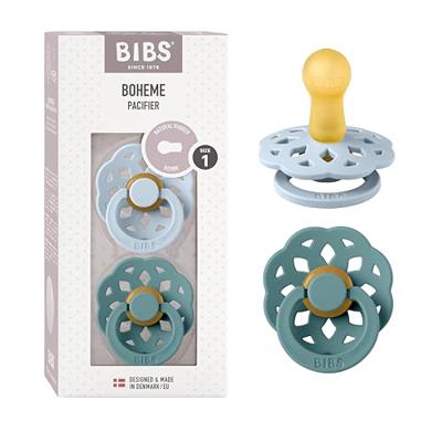 Set van 2 BIBS Bohème-fopspenen, maat 1 van 0 tot 6 maanden blauw