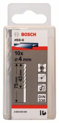 Bosch Accessoires Metaalboren HSS-G, Standard 4 x 43 x 75 mm 10st - 2608595059 Bosch Accessoires Metaalboren HSS-G, Standard 4 x 43 x 75 mm 10st - 2608595059