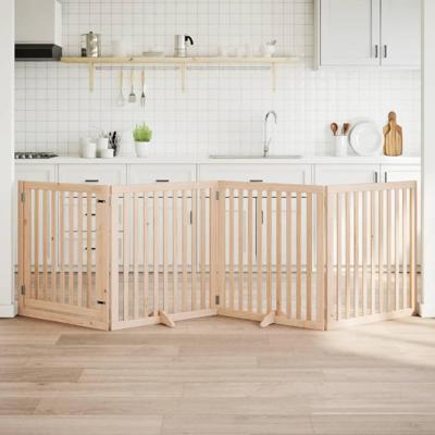 Hondenhek inklapbaar met deur 4 panelen 320 cm populierenhout Hondenhek inklapbaar met deur 4 panelen 320 cm populierenhout