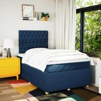 Boxspring met matras stof blauw 120x200 cm - thumbnail