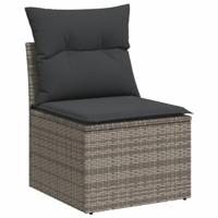 7-delige Loungeset met kussens poly rattan grijs - thumbnail