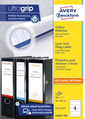 Rugetiket avery breed 59x192mm zelfklevend wit Rugetiket avery breed 59x192mm zelfklevend wit