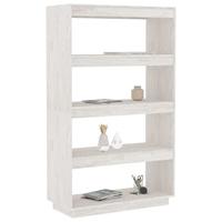 Boekenkast/kamerscherm 80x35x135 cm massief grenenhout wit - thumbnail