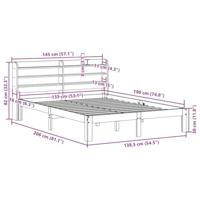 Bedframe met hoofdbord massief grenenhout wit 135x190 cm - thumbnail