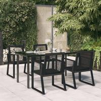 5-delige Tuinset PVC-rattan zwart - thumbnail