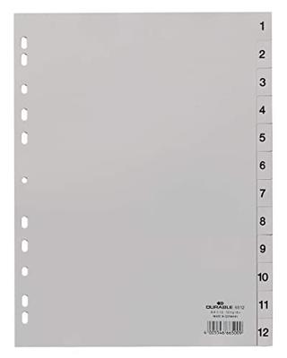 Durable 6512 Register DIN A4 1-12 Kunststof Grijs 12 tabbladen Bedrukte tabs 651210