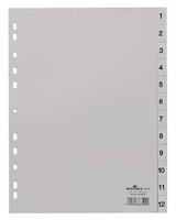 Durable 6512 Register DIN A4 1-12 Kunststof Grijs 12 tabbladen Bedrukte tabs 651210 - thumbnail