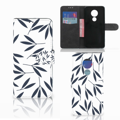 Motorola Moto G7 Power Hoesje Leaves Blue Motorola Moto G7 Power Hoesje Leaves Blue
