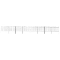 Tuinhek met ringtop staal 1426x120 cm zwart - thumbnail