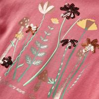 Kindershirt met lange mouwen bloemenprint 128 oudroze - thumbnail