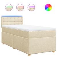 Boxspring met matras stof crèmekleurig 90x200 cm - thumbnail