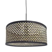 Steinhauer HanglampSparkled Light zwart met bamboe kap Ø 50cm - 3753ZW - thumbnail