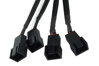 Phobya Y-kabel 3pin Molex naar 4X 3pin Molex 60cm - zwarte kabel ventilatorkabel en adapter