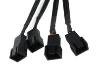 Phobya Y-kabel 3pin Molex naar 4X 3pin Molex 60cm - zwarte kabel ventilatorkabel en adapter - thumbnail