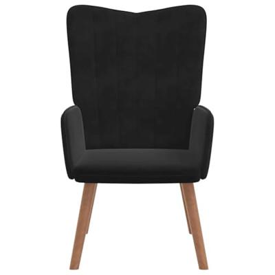 Relaxstoel met voetenbank fluweel zwart