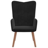 Relaxstoel met voetenbank fluweel zwart - thumbnail