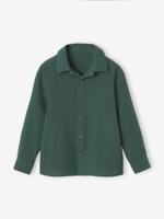 Jongenshemd in katoenen gaas dennen - thumbnail