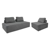 sweeek - Set van fauteuils voor moduleerbare 3-zits bankribfluweel - thumbnail