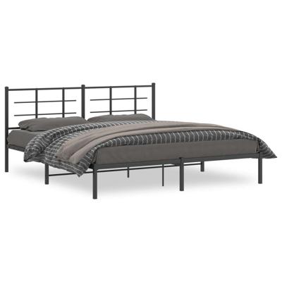 Bedframe met hoofdbord metaal zwart 180x200 cm Bedframe met hoofdbord metaal zwart 180x200 cm