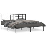 Bedframe met hoofdbord metaal zwart 180x200 cm - thumbnail