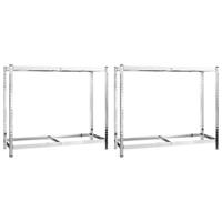 VidaXL Bandenrekken 2-laags 2 st 110x40x110 cm staal zilverkleurig - thumbnail