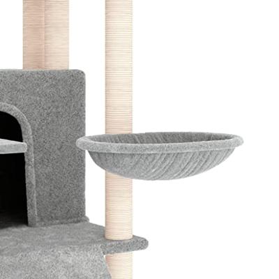 Kattenmeubel met sisal krabpalen 154 cm lichtgrijs - thumbnail