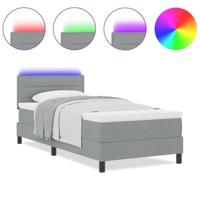 Boxspringbed met matras en LED stof lichtgrijs 90x200 cm - thumbnail