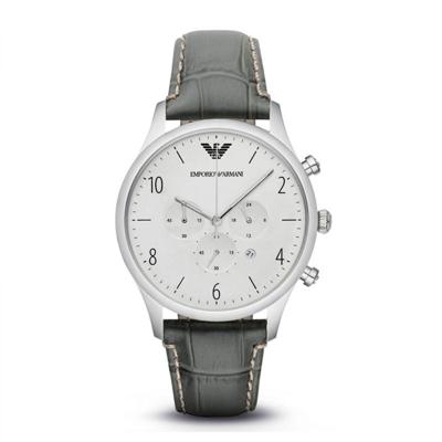 Emporio Armani Heren Classic AR1861 grijs lederen quartz horloge Emporio Armani Heren Classic AR1861 grijs lederen quartz horloge