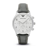 Emporio Armani Heren Classic AR1861 grijs lederen quartz horloge - thumbnail