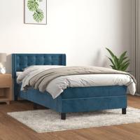 Boxspring met matras fluweel donkerblauw 100x200 cm - thumbnail