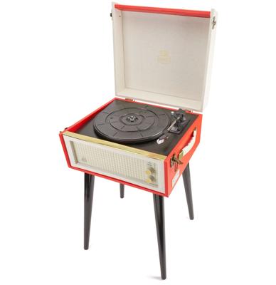 GPO Bermuda Classic Turntable USB With Removable Legs Red Cream