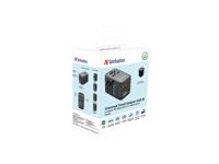 Verbatim GaN universele reisadapter UTA‑06 100 W, stekkeradapter met 2 USB‑A en 2 USB-C poorten, snellader voor laptop, mobiele telefoon, camera en co, reisstekker wereldwijd inzetbaar, 100-250 V - thumbnail
