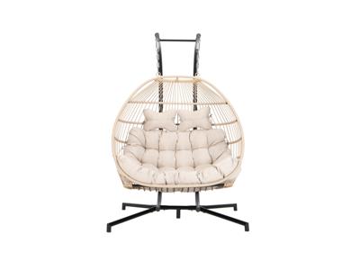 HOME DELUXE Hangstoel met frame Loma (2-zits, Beige)