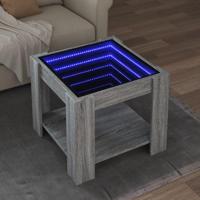 Salontafel met LED 53x53x45 cm bewerkt hout grijs sonoma eiken - thumbnail