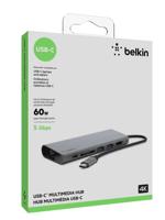 Belkin F4U092BTSGY interface hub USB 3.2 Gen 1 (3.1 Gen 1) Type-C 5000 Mbit/s Grijs - thumbnail