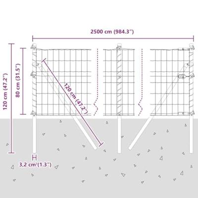 VidaXL Hek met paal groen 0,8 x 25 m staal en pvc
