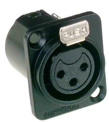 Amphenol AC3FDZB XLR Chassisdeel |3 Polig | Female | Type D | Zwart